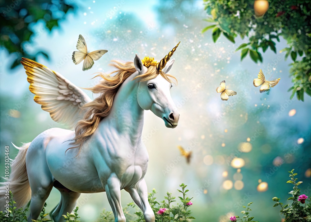Ethereal White Unicorn with Golden Wings: A Tilt-Shift Photography Exploration of the Chinese Horoscope Sign Horse Ethereal White Unicorn with Golden Wings: A Tilt-Shift Photography Exploration of the Chinese Horoscope Sign Horse