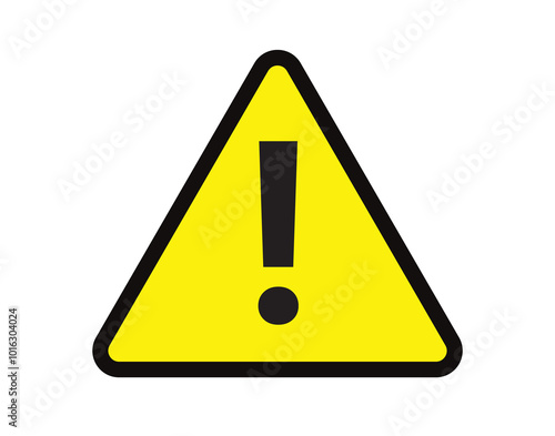 Yellow warning danger sign. Simple vector icon.