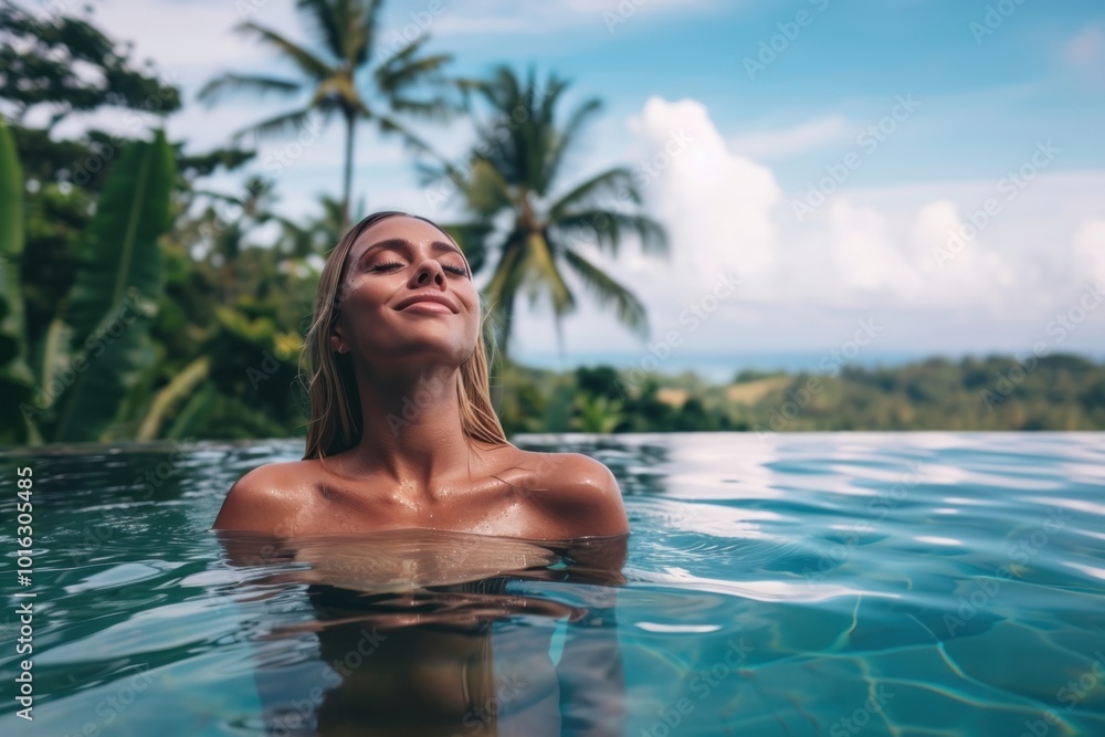 Infinite pool summer adult woman. Infinite pool summer adult woman.