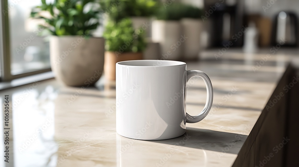 Mug Mockup Custom Design Displayed on a Clean Kitchen Counter Under Natural Light Perfect for Highlighting Drinkware Branding Cafe Merchandise and Logo Concepts Mug Mockup Custom Design Displayed on a Clean Kitchen Counter Under Natural Light Perfect for Highlighting Drinkware Branding Cafe Merchandise and Logo Concepts