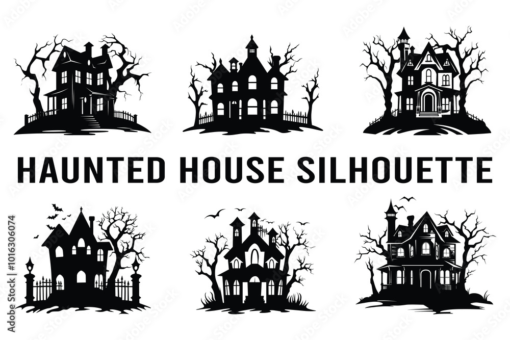 Obraz premium PrintHaunted house silhouette vector.