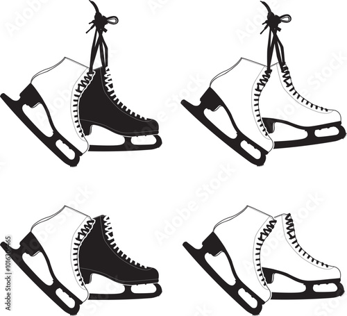 Tied Hanging Figure Skates, Ice Skating Shoes, Winter Sport