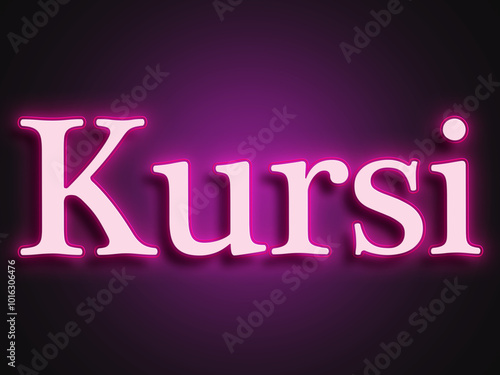 Pink glowing Neon light text effect of Hindi word Kursi.