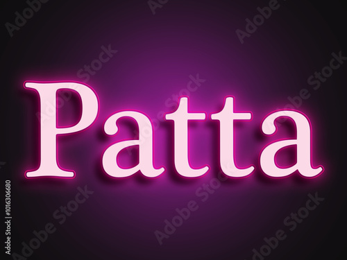 Pink glowing Neon light text effect of Hindi word Patta.