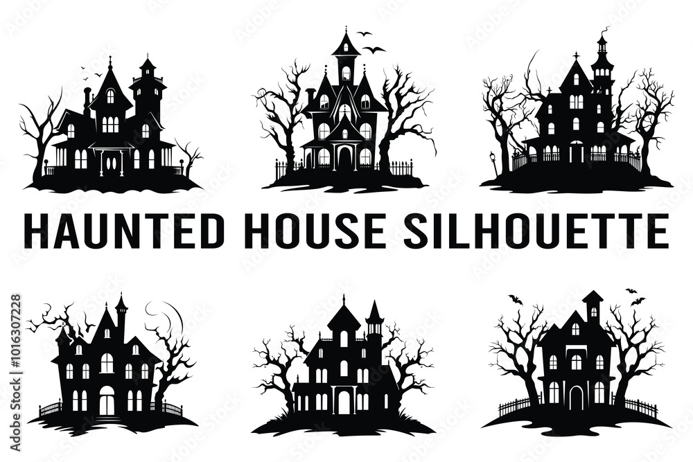 Obraz premium PrintHaunted house silhouette vector.