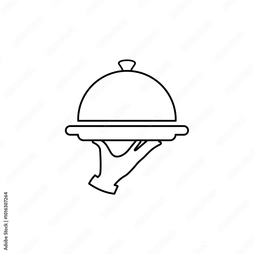 Fototapeta premium Vector dish icon. illustration of a restaurant waiter's hand symbol carrying food.