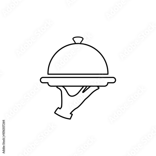 Vector dish icon. illustration of a restaurant waiter's hand symbol carrying food.