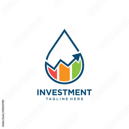 Investment icon vector logo design with water drop creative concept Premium Vector