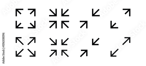 Fullscreen vector Icon with Arrows. Expand Maximize and minimize signs for Screen