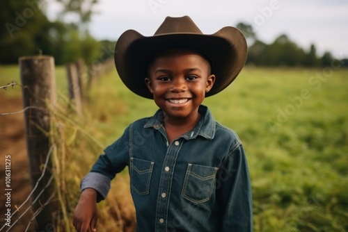 Black kid farmers portrait outdoors smiling.