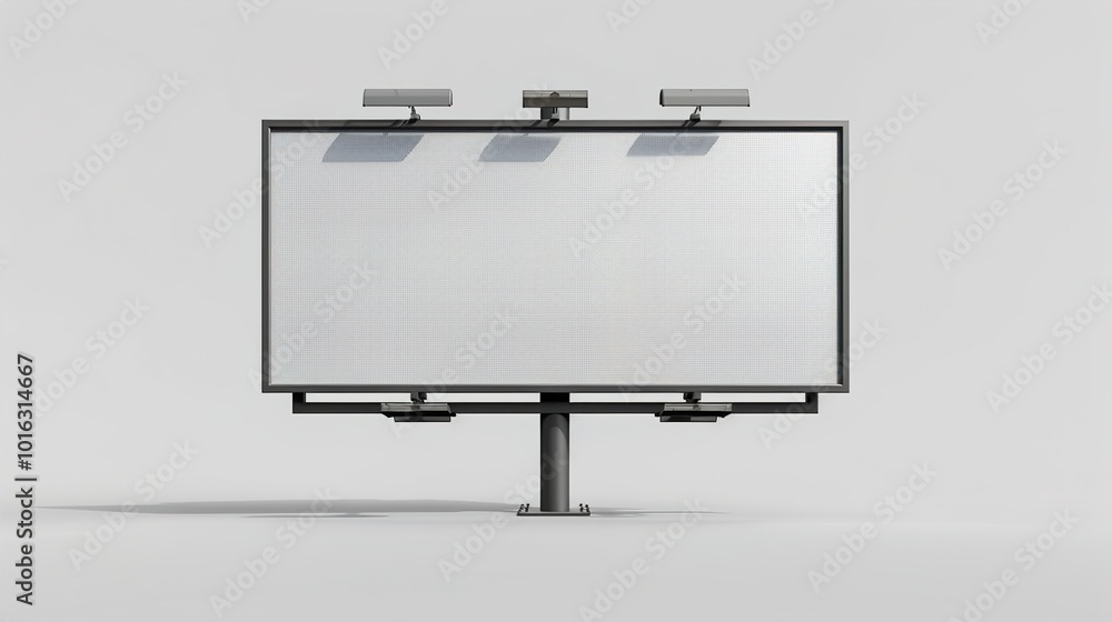 A large billboard mockup with realistic lighting and shadows on a pure white background. A large billboard mockup with realistic lighting and shadows on a pure white background.