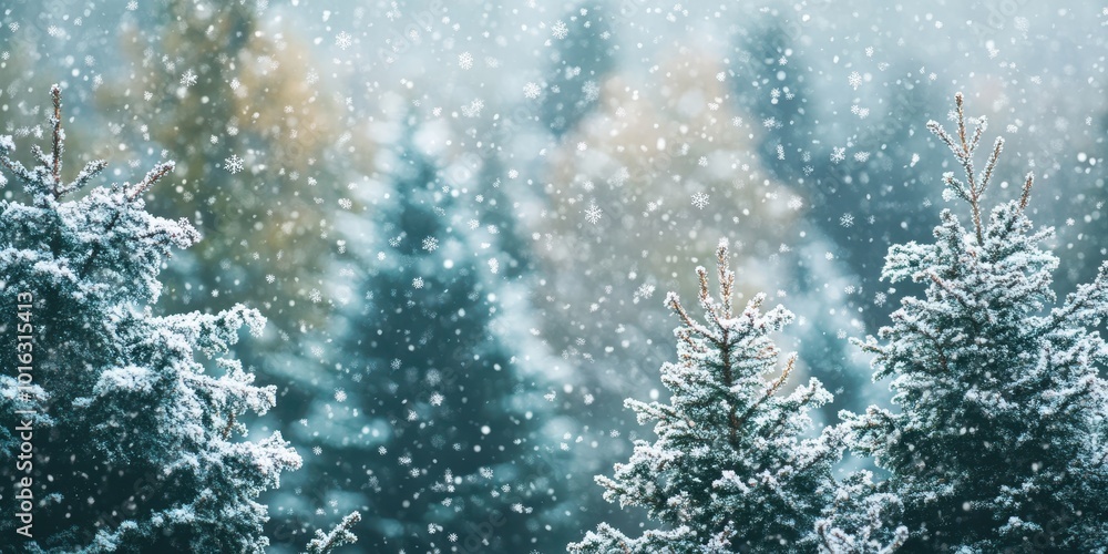 A serene winter scene featuring snow-covered trees amidst gentle falling snow, evoking tranquility and natural beauty. A serene winter scene featuring snow-covered trees amidst gentle falling snow, evoking tranquility and natural beauty.