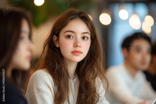 Wallpaper Mural Young Confident Female Leading a Group Discussion Torontodigital.ca