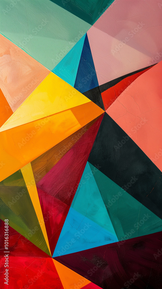 Fototapeta premium Vibrant Geometric Triangle Mosaic Pattern - Abstract Colorful Art Background for Creative Design.