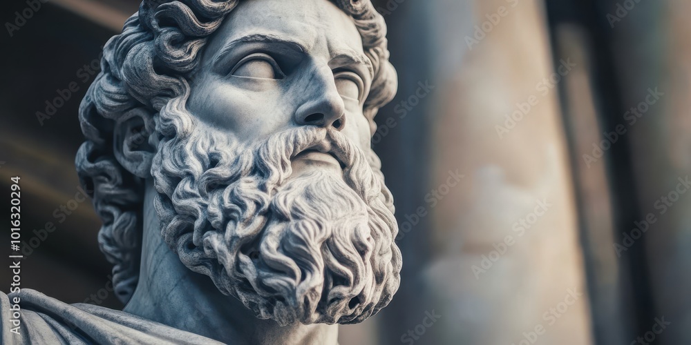 An exquisite close-up of a marble statue depicting a bearded figure, showcasing intricate details and classical artistry. An exquisite close-up of a marble statue depicting a bearded figure, showcasing intricate details and classical artistry.
