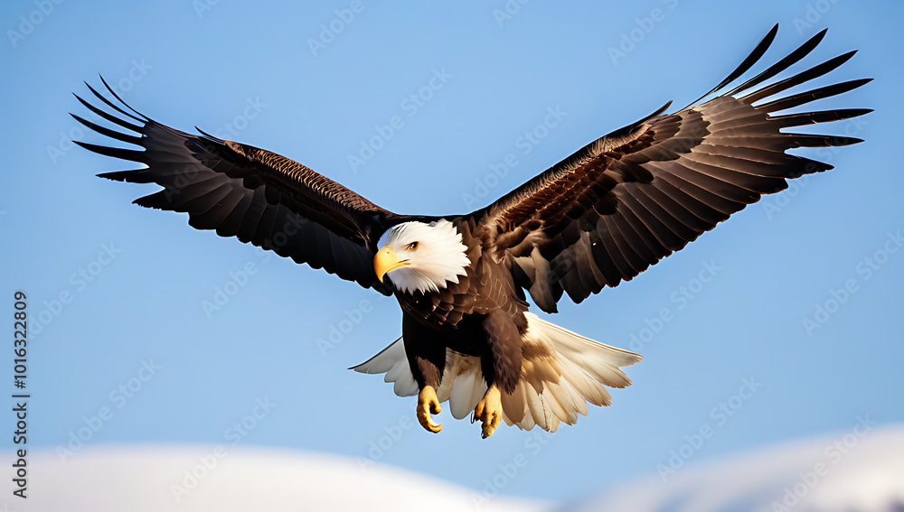 flying bald eagle spread wings isolated white majestic american bird symbol freedom hunting prey