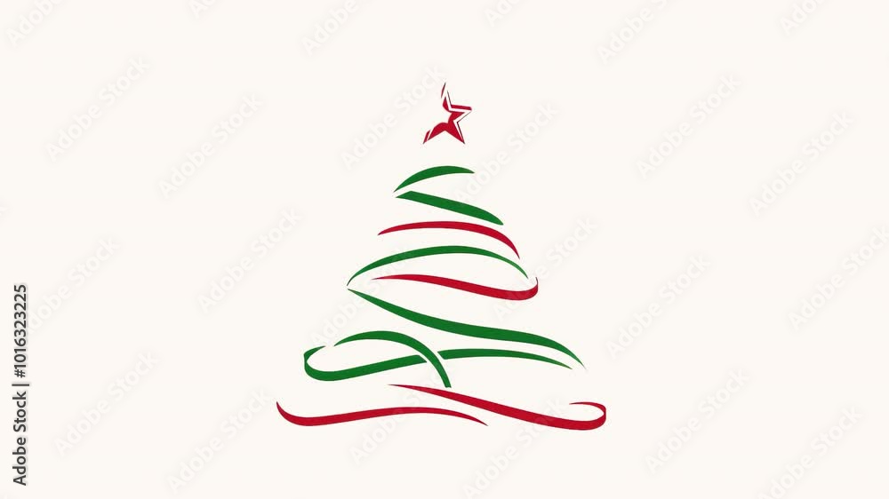 Animation christmas tree line. Alpha channel transparency Animation christmas tree line. Alpha channel transparency
