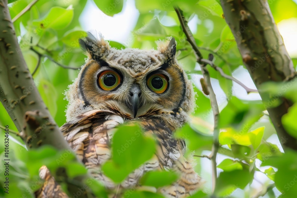 A stunning owl in nature looking at the camera. A stunning owl in nature looking at the camera.