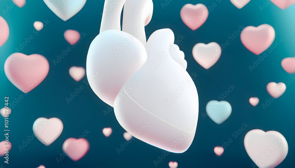3d render heart on blue background 3d render heart on blue background