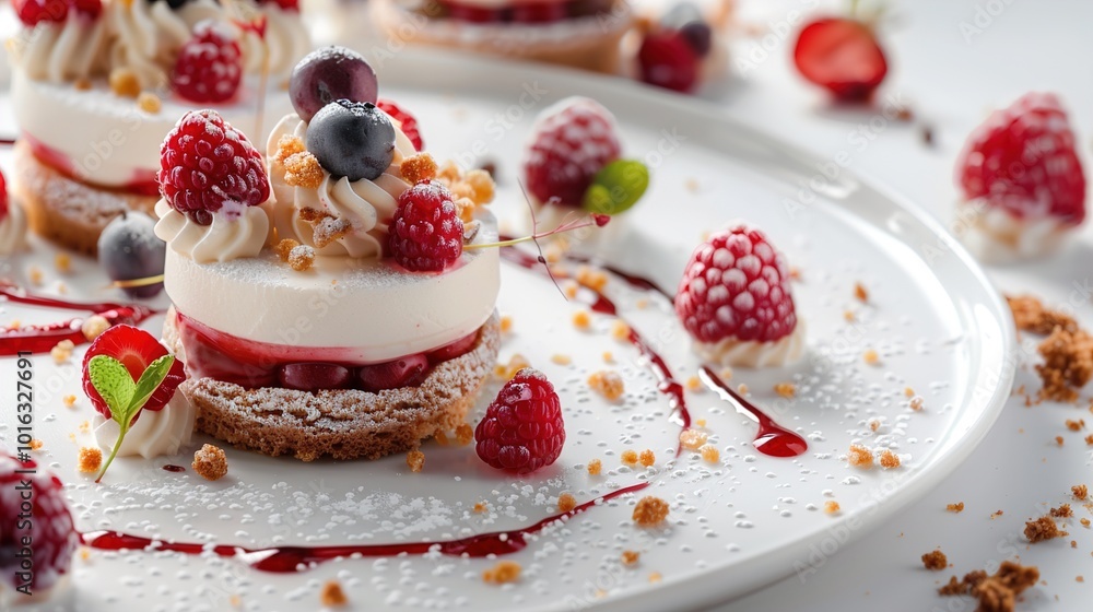 A modern dessert menu with detailed images and descriptions on a clean white background. A modern dessert menu with detailed images and descriptions on a clean white background.