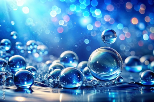 Wallpaper Mural Stunning tilt-shift image of water droplets on a vivid blue background, ideal for unique stock photography that emphasizes beauty and serene moments. Torontodigital.ca