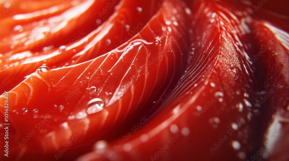 Close-up of fresh salmon fillet showcasing texture and moisture. Close-up of fresh salmon fillet showcasing texture and moisture.