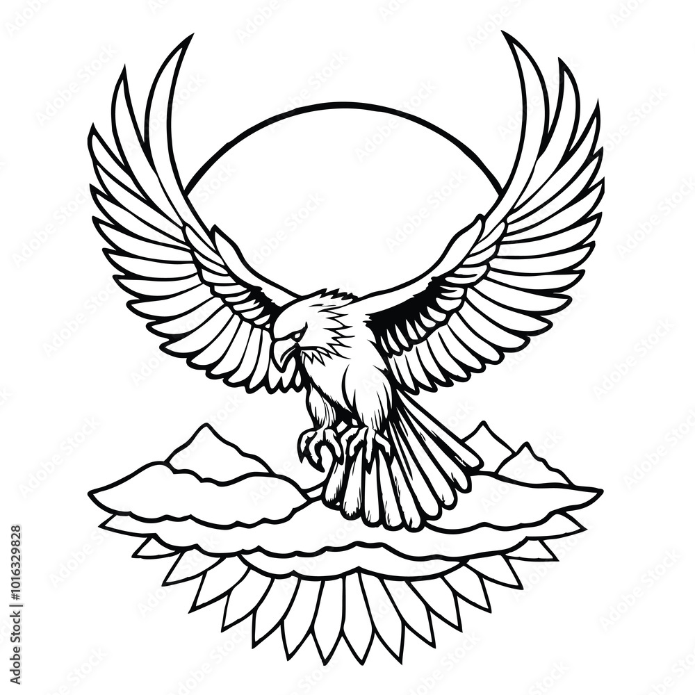 Fototapeta premium an-eagle-in-mid-flight--wings-spread-wide-against-.eps