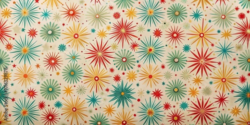 mid century modern starburst wrapping paper design photo