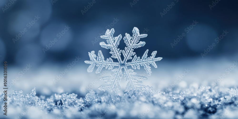 A delicate snowflake resting on a soft blanket of snow, capturing the beauty of winter's intricate designs. A delicate snowflake resting on a soft blanket of snow, capturing the beauty of winter's intricate designs.