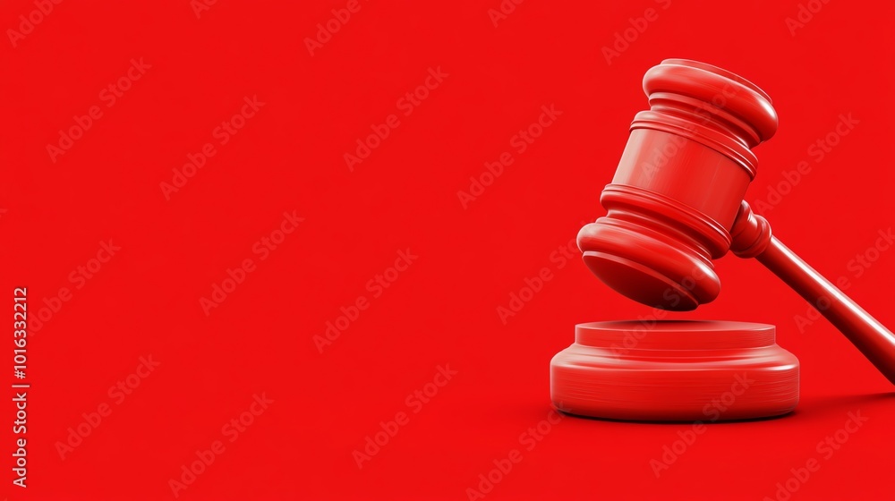 A red gavel on a red background. A red gavel on a red background.