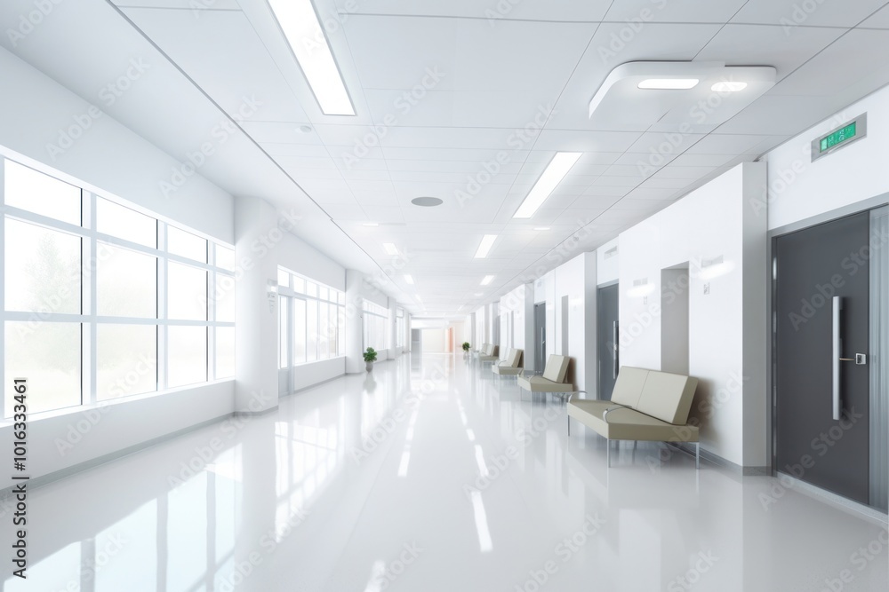Bright Modern Hospital Hall architecture corridor hospital. Bright Modern Hospital Hall architecture corridor hospital.