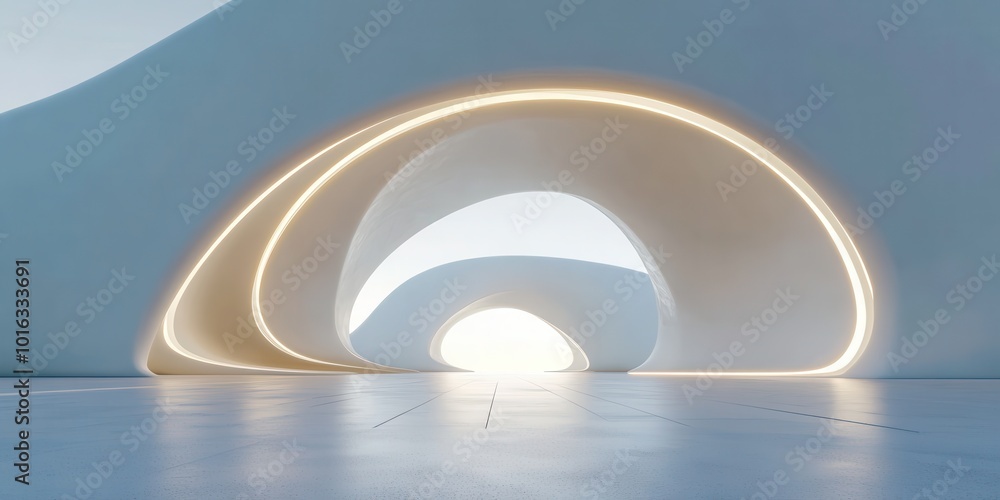 A modern architectural space featuring smooth curves and soft lighting that creates an inviting atmosphere. A modern architectural space featuring smooth curves and soft lighting that creates an inviting atmosphere.