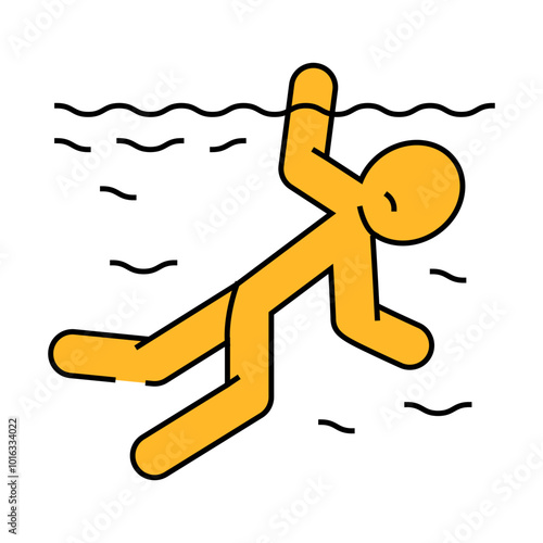 drowned man accident line icon vector. drowned man accident sign. isolated symbol illustration