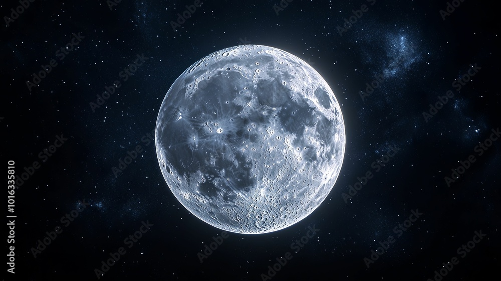 Full Moon and Stars in the Night Sky Full Moon and Stars in the Night Sky