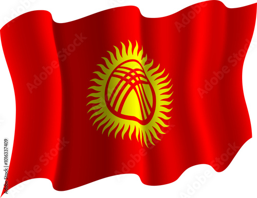 Kyrgyzstan Realistic 3D Waving Flag