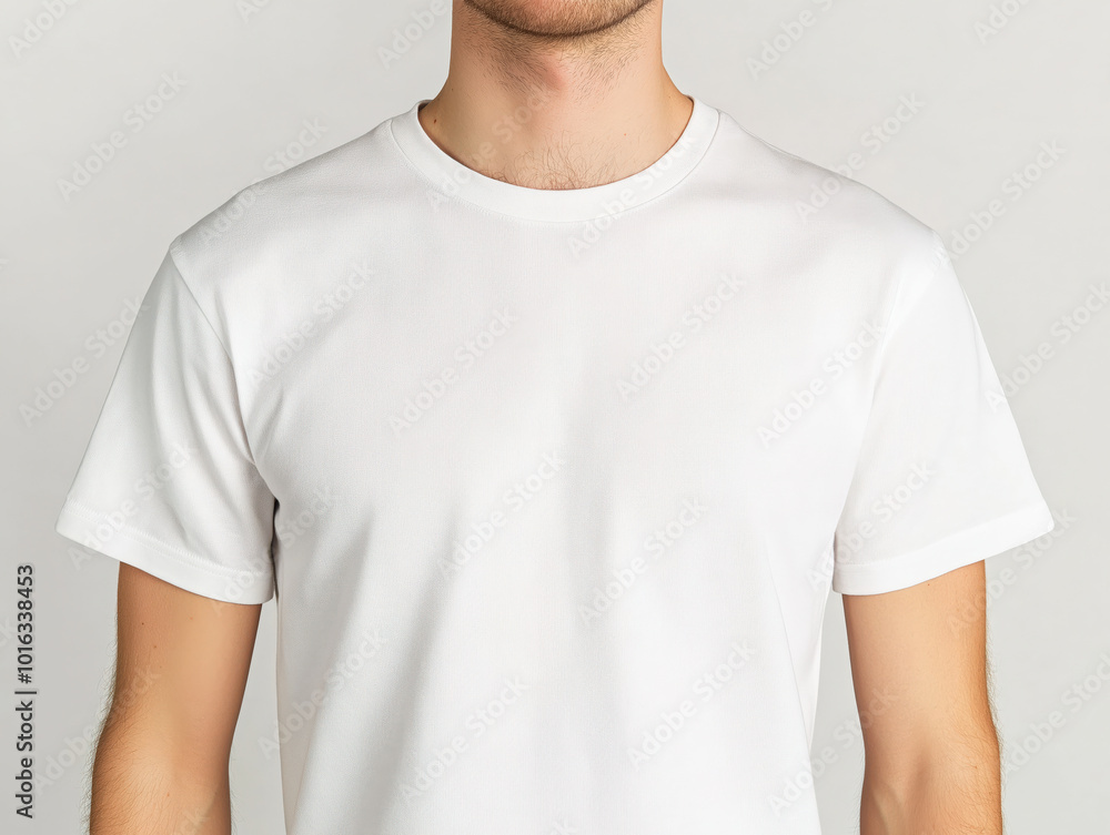 Schlichte weiße T-Shirt-Modellvorlage für Bekleidungsdesign und Branding-Projekte Schlichte weiße T-Shirt-Modellvorlage für Bekleidungsdesign und Branding-Projekte
