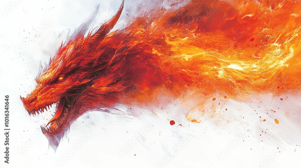 Fiery Dragon Head with Blazing Breath Fiery Dragon Head with Blazing Breath