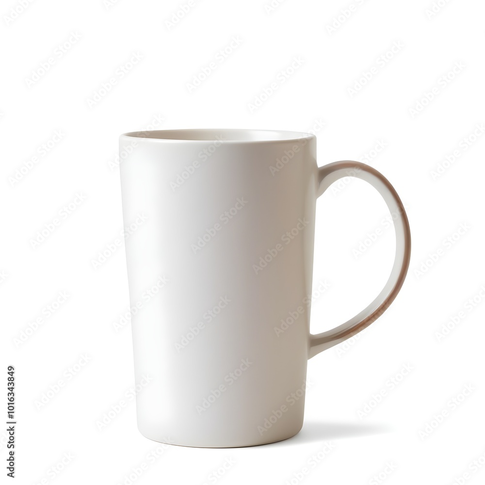 A ceramic mug with a handle, containing a brown-colored coffee A ceramic mug with a handle, containing a brown-colored coffee