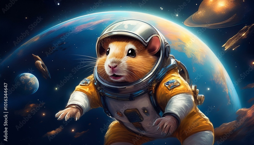宇宙空間に漂うハムスター, Generative AI 宇宙空間に漂うハムスター, Generative AI