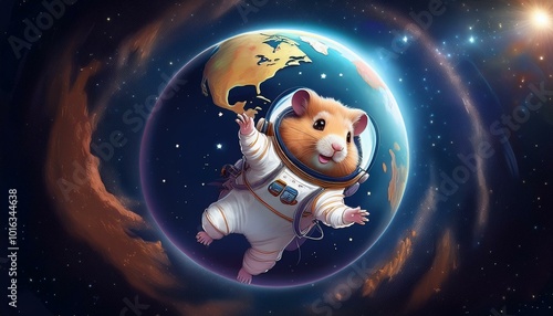 宇宙空間に漂うハムスター, Generative  AI