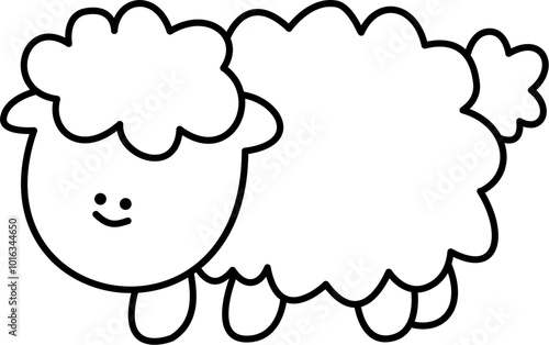 a cute sheep doodle hand drawn outline image