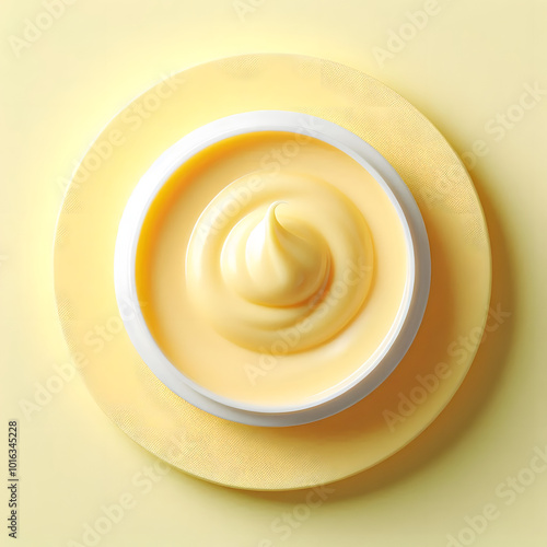 Yellow Cream in Jar | A yellow cream inside a sleek product jar, symbolizing hydration and deep skin nourishment. The smooth, rich texture of the cream is ideal for promoting skincare products.