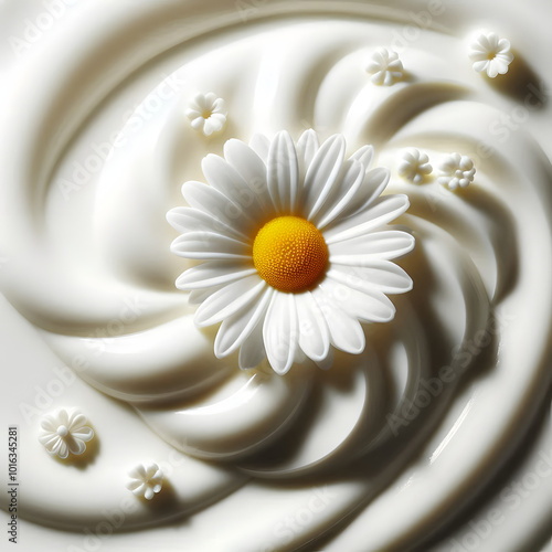 Daisy Smooth White Cream Texture | Daisy flowers on white cream