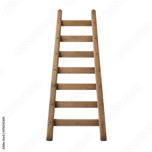 A wooden ladder with 7 rungs photo