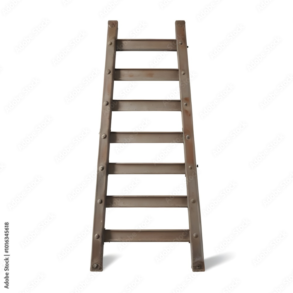 A metal ladder with 7 rungs A metal ladder with 7 rungs