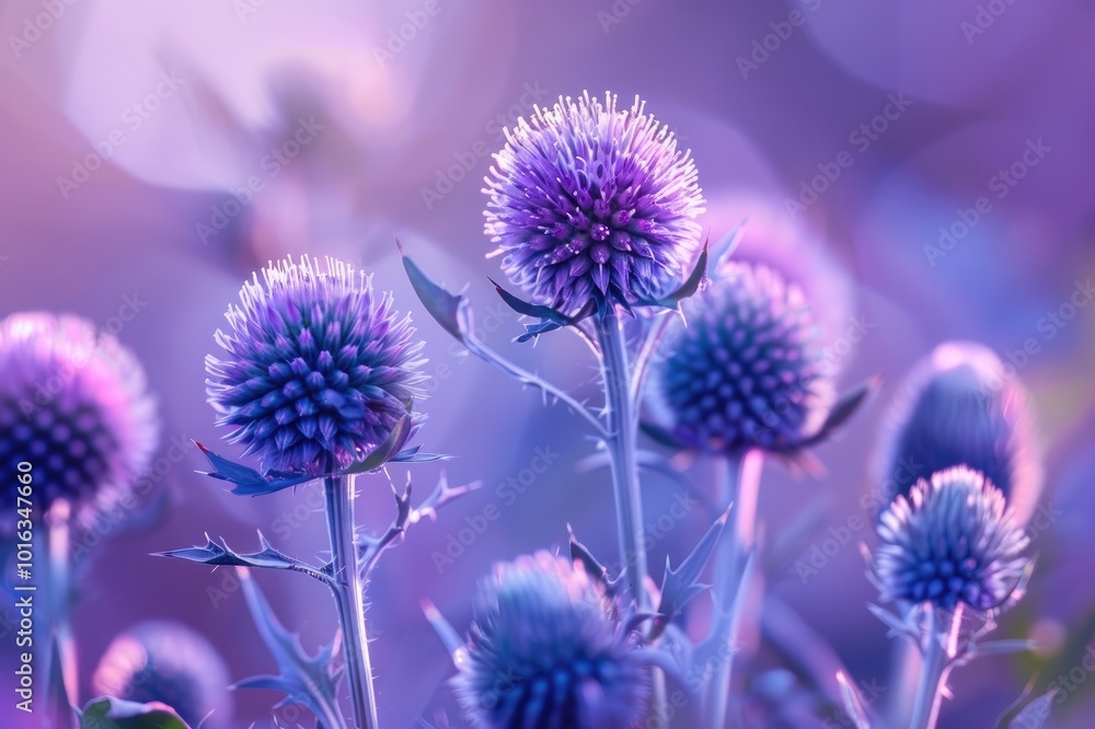 Abstract thistle silhouettes with bokeh background Abstract thistle silhouettes with bokeh background