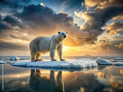 Polar Bear on Ice Floe - Long Exposure Arctic Wildlife Photography photo