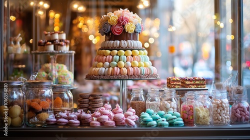 Sweet Shop Window: A Tempting Display of Confections