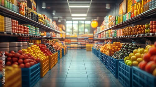 A woman shops for fresh produce at a bustling Barcelona market, selecting ripe tomatoes and green apples from a colorful stall