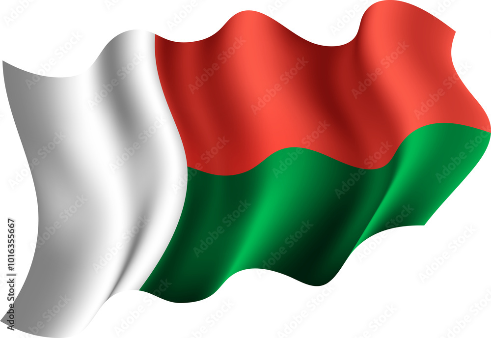 Obraz premium Madagascar Realistic 3D Waving Flag